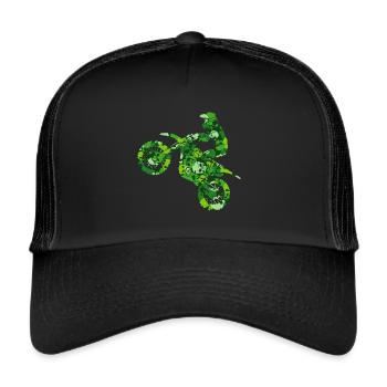 Motorrad Dirtbike Motorradfahrer Jungen Motocross - Trucker Cap - Schwarz/Schwarz - Vorne