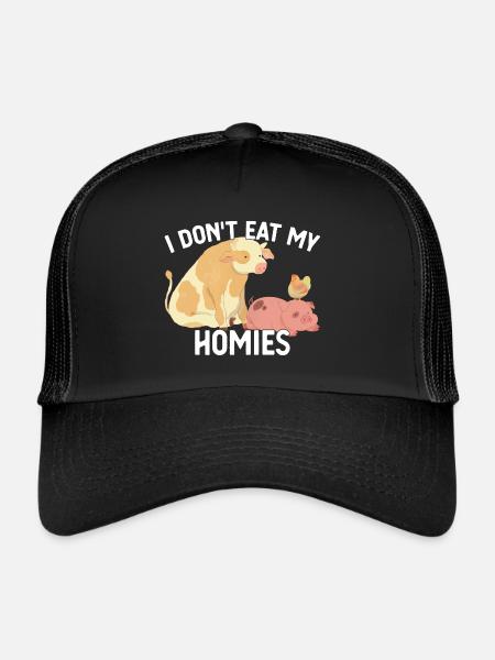 Vegan I Don't Eat My Homies Funny Vegetarian - Trucker Cap - black/black - Front