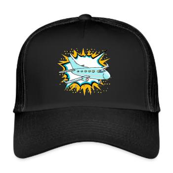 Airplane Flying Airport - Trucker Cap - black/black - Front