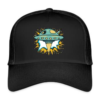 UFO Spaceship - Trucker Cap - black/black - Front