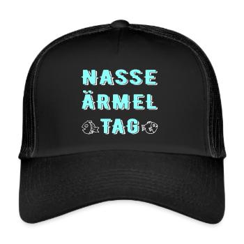 Nasse Ärmel Tag, Wasserwechsel Fische Aquarium - Trucker Cap - Schwarz/Schwarz - Vorne