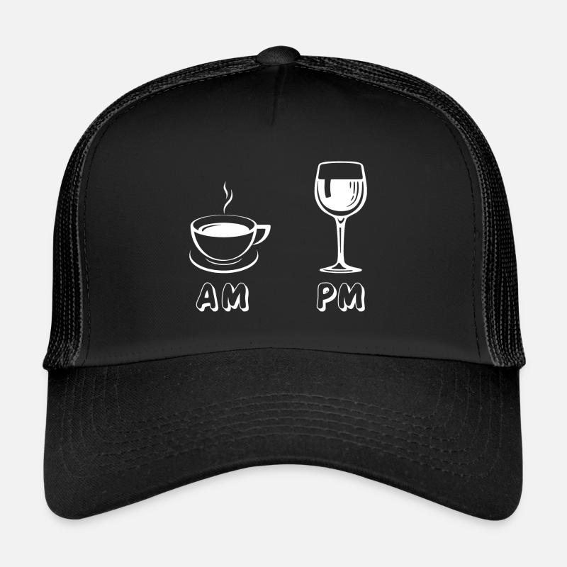 AM Coffee PM Wine Trucker Cap