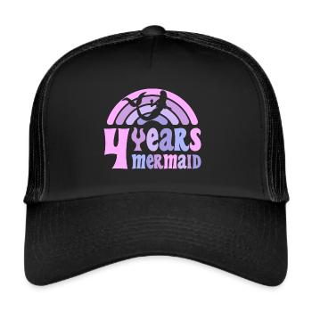 4 Anniversaire Fille 4 ans Sirène - Casquette trucker  - noir/noir - Devant