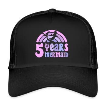 5 Birthday Girl 5 Years Mermaid - Trucker Cap - black/black - Front