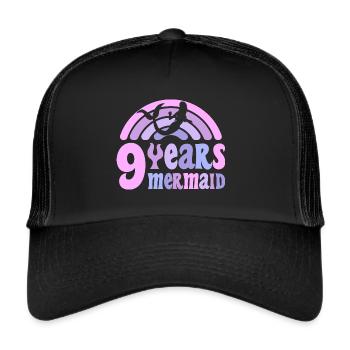 9 Anniversaire Fille 9 ans Sirène - Casquette trucker  - noir/noir - Devant
