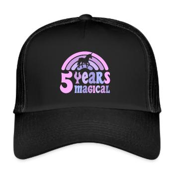 Birthday Girl 5 years old Little Unicorn - Trucker Cap - black/black - Front
