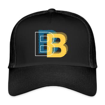 Anfangsbuchstabe B b - Trucker Cap - Schwarz/Schwarz - Vorne
