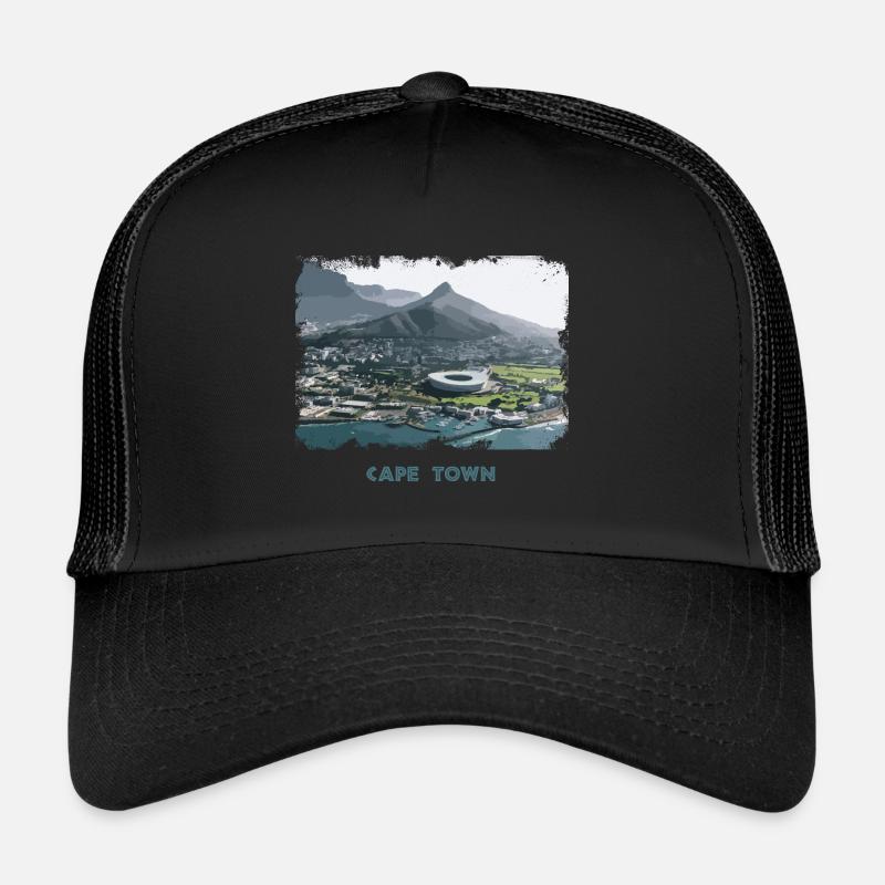 Cape Town Retro - Trucker Cap - Schwarz/Schwarz