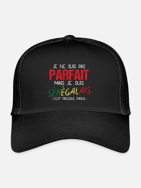 Sénégal - Parfait - Sénégalais - Cadeau - Drôle - Casquette trucker  - noir/noir - Devant