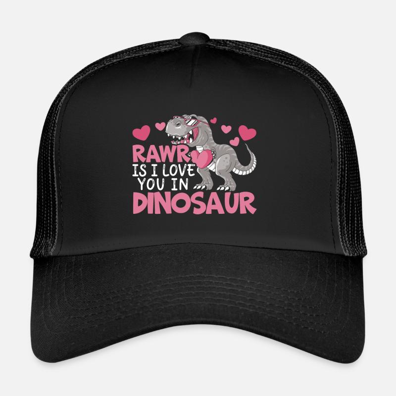 Valentine's Day Dinosaur T-Rex February 14 Dino Trucker Cap