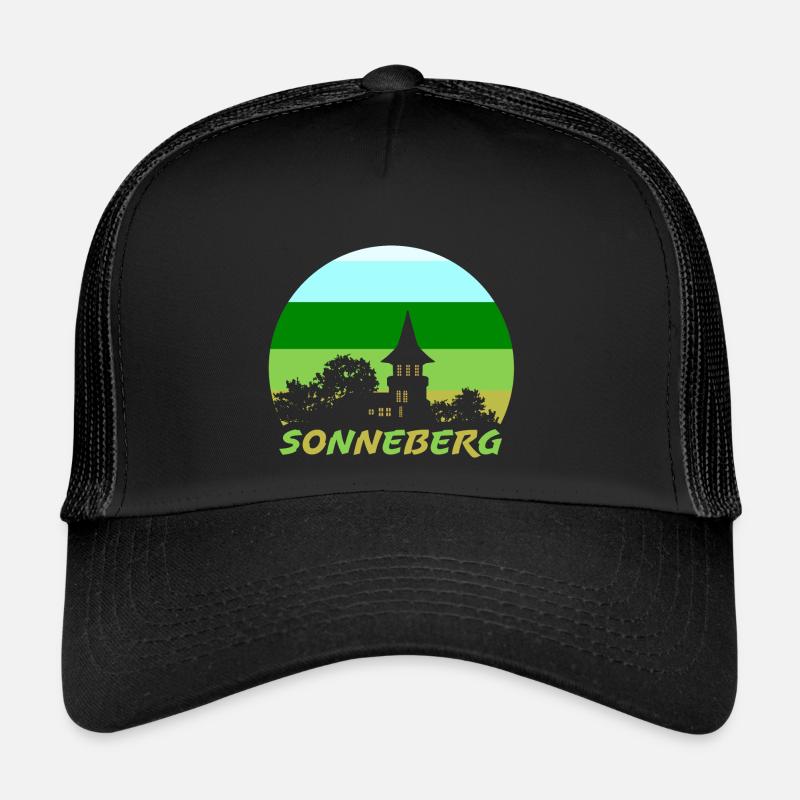 Sonneberg mit Schlossberg - Trucker Cap - Schwarz/Schwarz