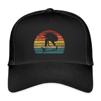 Scooter Tretroller Stunt E-Roller retro Geschenk - Trucker Cap - Schwarz/Schwarz - Vorne