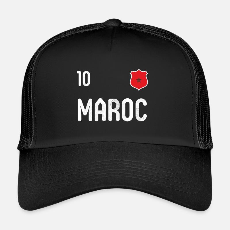 Marokko T-Shirt mit der Nummer 10 - Trucker Cap - Schwarz/Schwarz