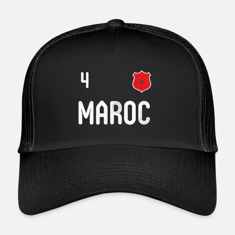 Teeshirt Maroc avec le numéro 4 - Casquette trucker  - noir/noir