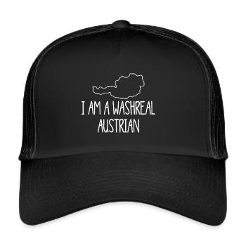 Waschechter Österreicher - denglish - Trucker Cap - Schwarz/Schwarz - Vorne