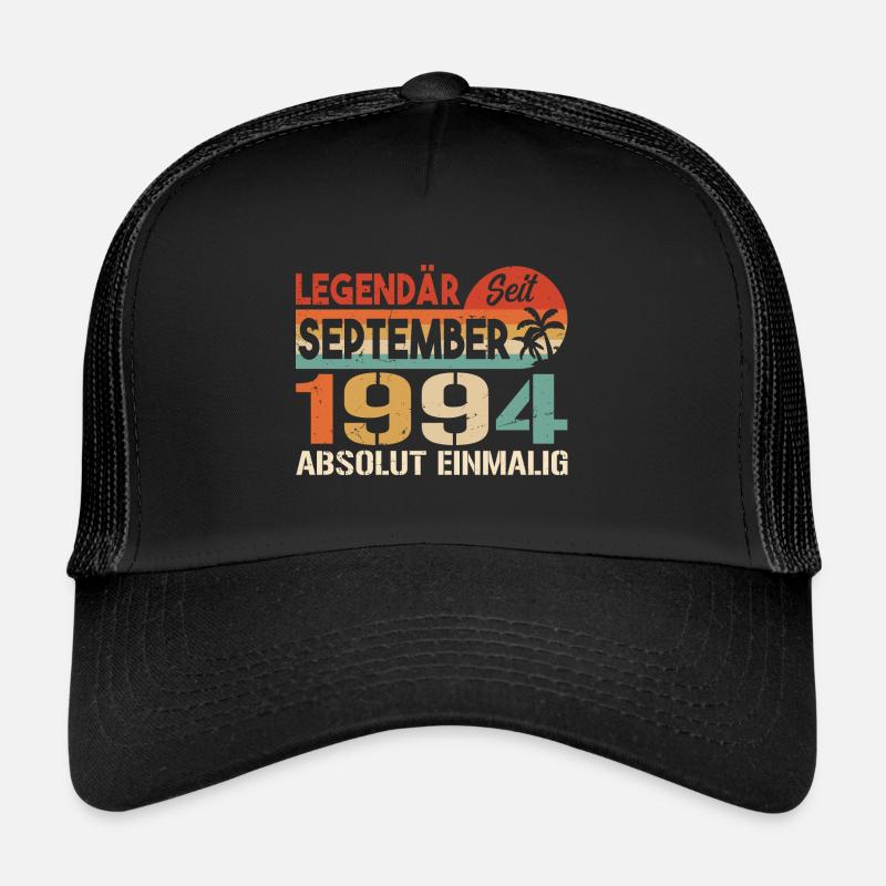 1994 September Vintage Geburtstagsgeschenk 1994 - Trucker Cap - Schwarz/Schwarz