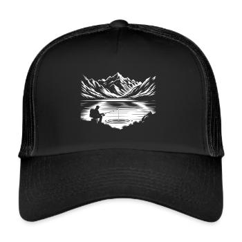Fishing at the mountain lake - Trucker Cap - black/black - Front