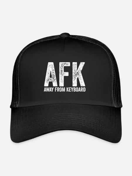 Ich bin AFK away from keyboard weiß - Trucker Cap - Schwarz/Schwarz - Vorne