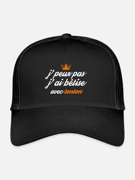 j peux pas j ai bêtise avec tonton - Casquette trucker  - noir/noir - Devant