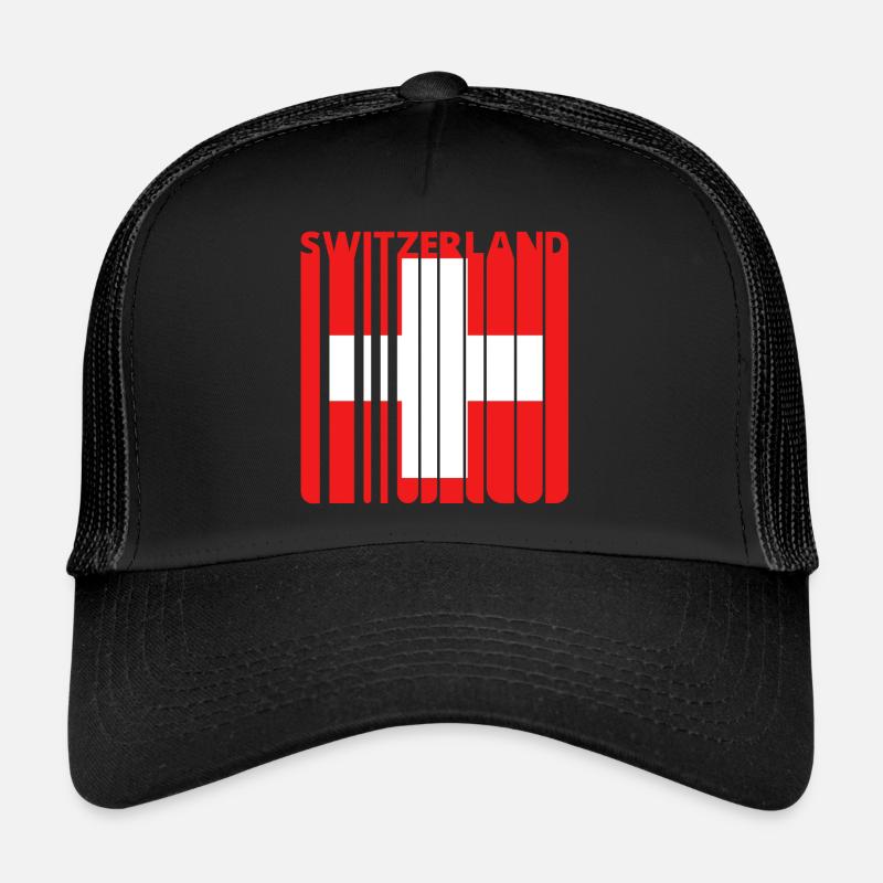 Vintage Schweiz. Schweizer Flagge. Schweizer Cross.Sport - Trucker Cap - Schwarz/Schwarz