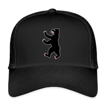 Berliner Bär Hauptstadt Deutschland Geschenk - Trucker Cap - Schwarz/Schwarz - Vorne