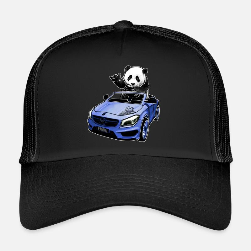 panda im auto geschenkidee - Trucker Cap - Schwarz/Schwarz