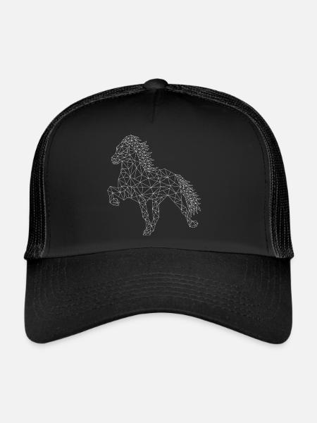 Islandpferd "Geo White" - Trucker Cap - Schwarz/Schwarz