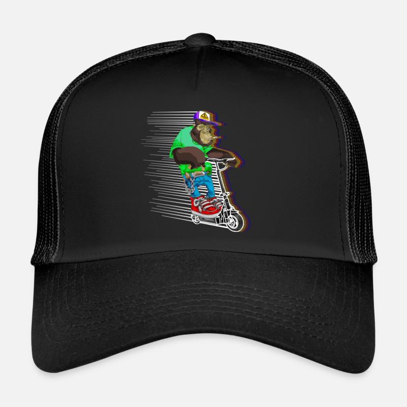 Escooter Elektroroller E-Roller cooler Affe Trucker Cap