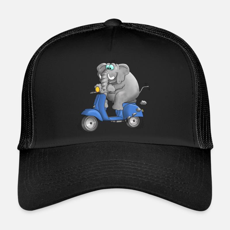 Motorroller Cartoon Comic - Trucker Cap - Schwarz/Schwarz