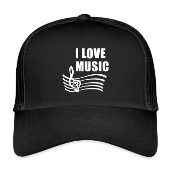 I Love Music - Trucker Cap - Schwarz/Schwarz - Vorne