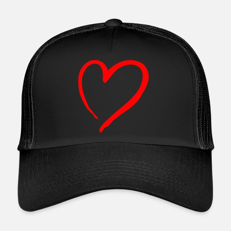 Herz rot Heart - Trucker Cap - Schwarz/Schwarz