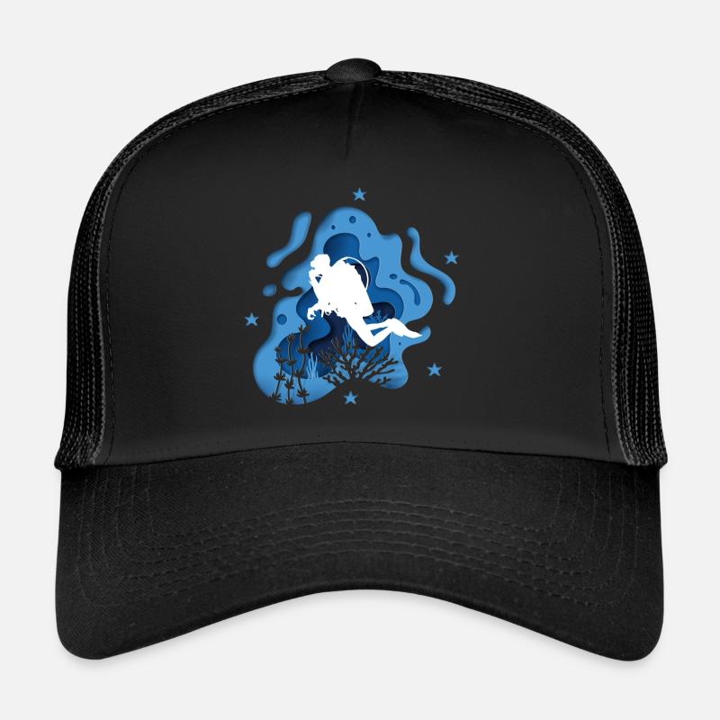 Plongeur plongée scaphandre autonome grotte bleue Casquette trucker 