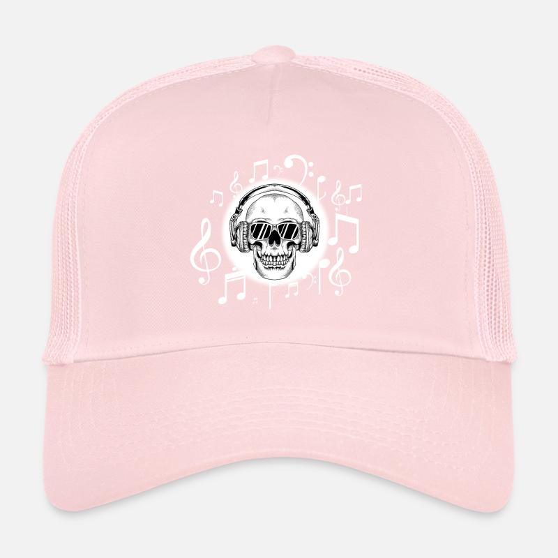 Casque DJ Skull cadeau notes de musique de crâne Casquette trucker 