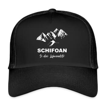 skifahren schifoan is das Leiwandste - Trucker Cap - Schwarz/Schwarz - Vorne