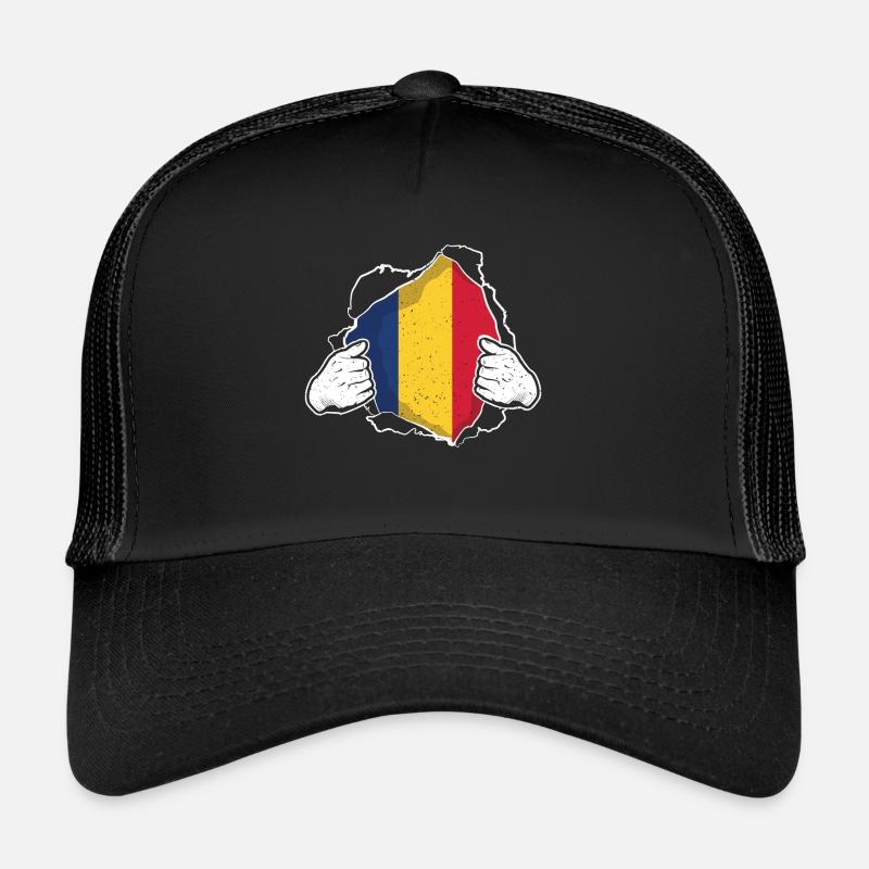 Roumanie Roumain Roumain Drapeau roumain - Casquette trucker  - noir/noir
