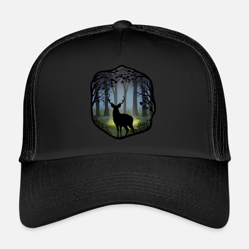 Hirsche im Wald - Trucker Cap - Schwarz/Schwarz