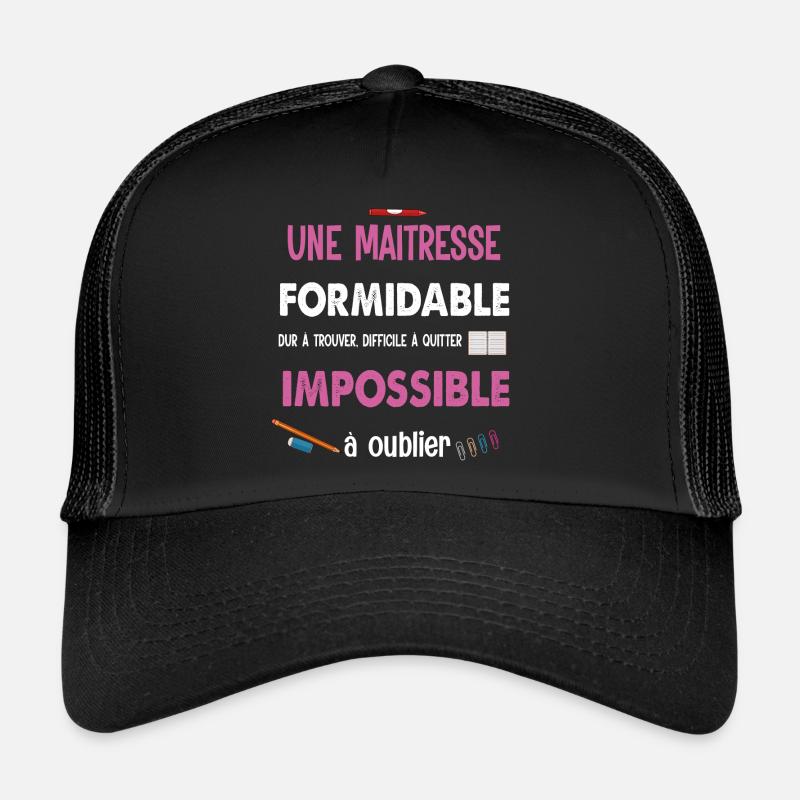 Humour, Une formidable maîtresse dur à trouver - Casquette trucker - noir/noir