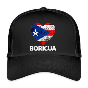 Boricua Un amoureux des Portoricains de Puerto - Casquette trucker  - noir/noir - Devant