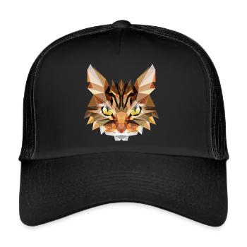 Cat polygonal Cat Tiger Cat - Trucker Cap - black/black - Front