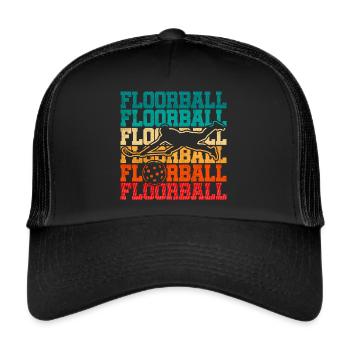 Floorball Spieler Unihockey Floorball - Trucker Cap - Schwarz/Schwarz - Vorne