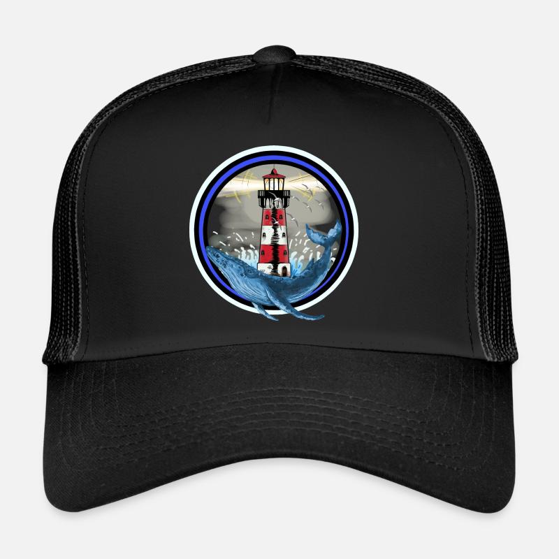 Marine Mammal Fish Whale Fish Lighthouse Nautical Trucker Cap