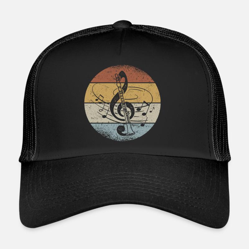 Clarinette Retro Clef Musique Clarinette Casquette trucker 