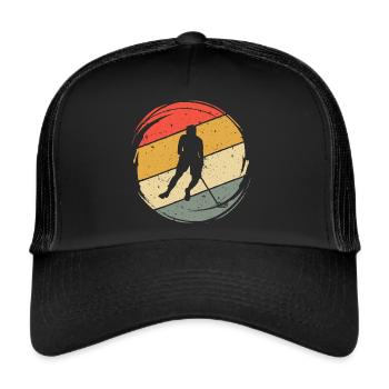 Floorballspieler Unihockey Floorball Spieler - Trucker Cap - Schwarz/Schwarz - Vorne