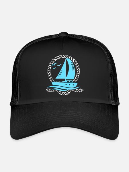 Voilier Corde de bateau Sailing Boater Sailor - Casquette trucker  - noir/noir - Devant