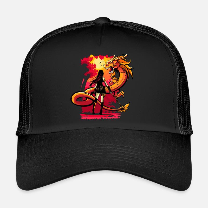 dragon anime manga bande dessinée samouraï épée Casquette trucker 