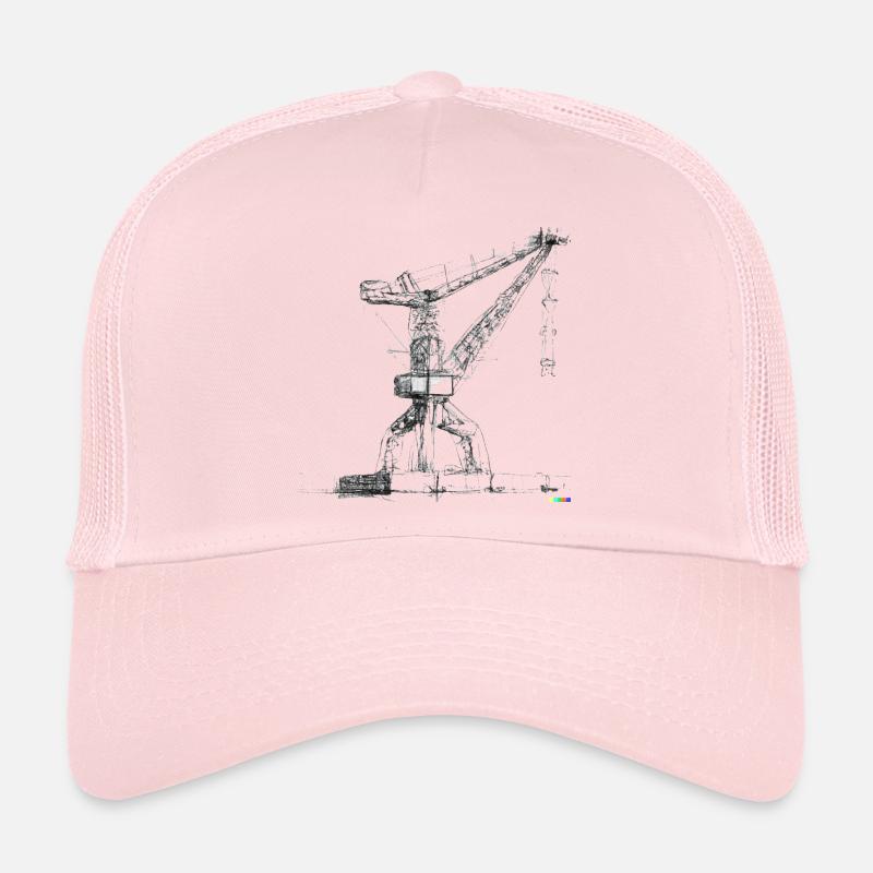 Dessin de grue portuaire Casquette trucker 