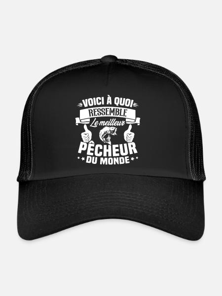 Le meilleur pêcheur du monde Cadeau pêcheur - Casquette trucker  - noir/noir - Devant