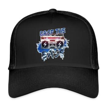 Drop the Bass - Musique rétro oldschool de style années 80 - Casquette trucker  - noir/noir - Devant
