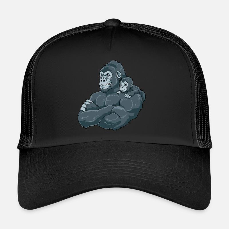 Starker Gorilla mit Gorilla Kind Trucker Cap