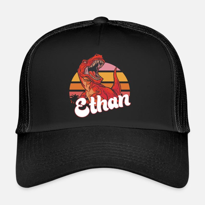 ETHAN - Beau prénom de garçon avec T-REX Dino Casquette trucker 